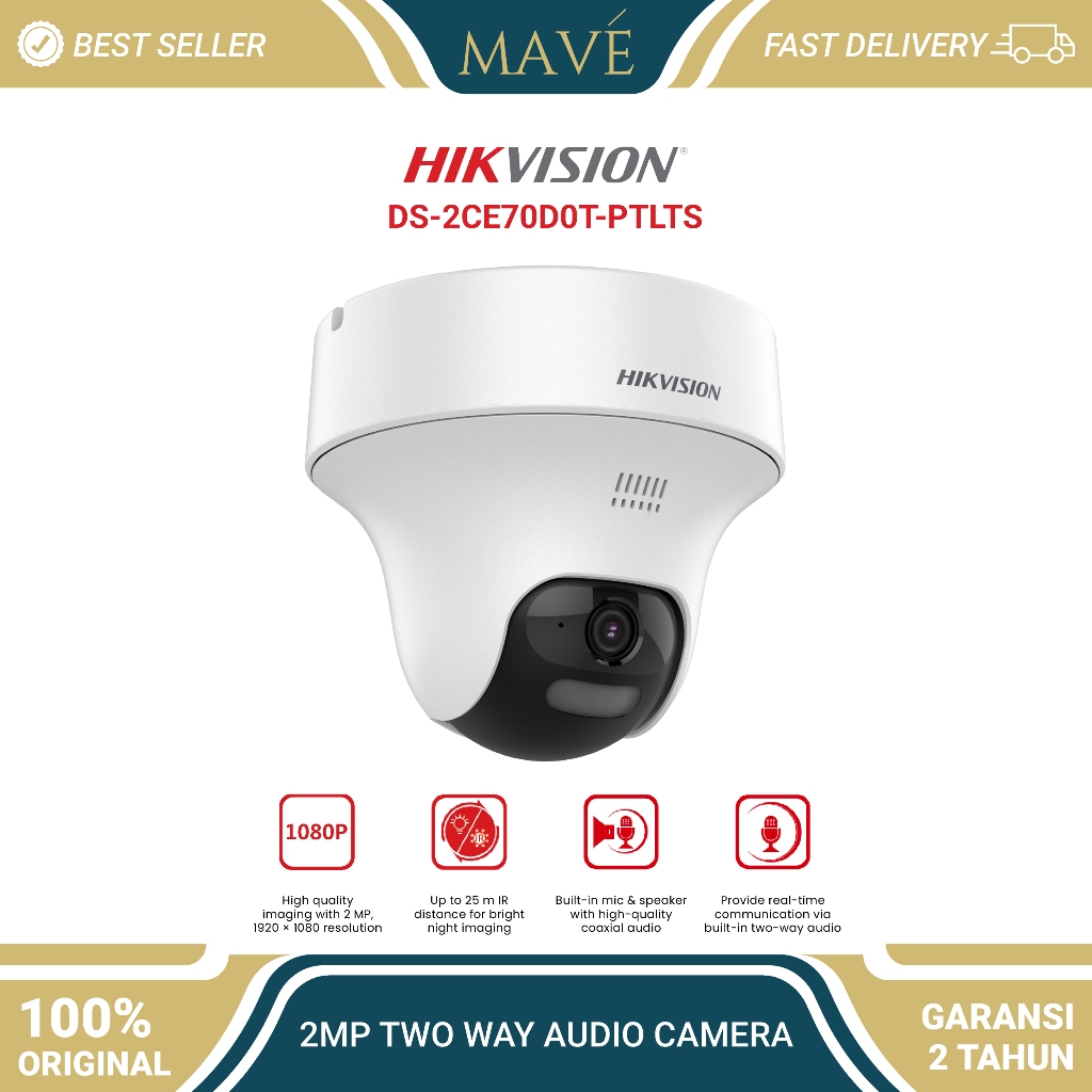 HIKVISION DS-2CE70D0T-PTLTS 2MP TWO WAY AUDIO CAMERA