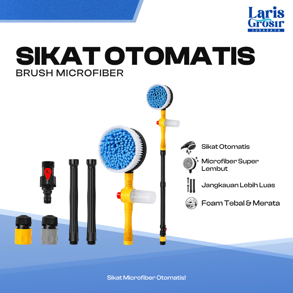 Sikat Microfiber Cuci Mobil Otomatis Mikrofiber Shampo Mobil Gagang Laris Grosir Surabaya