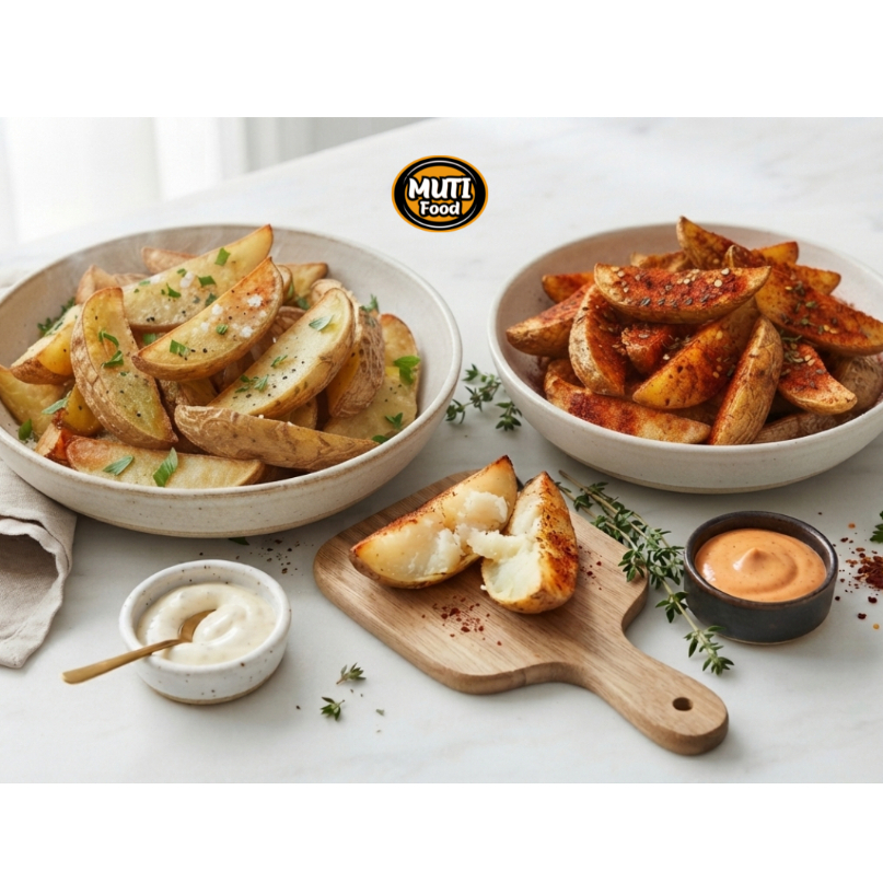 Potato wedges original & spicy / kentang wedges 500gr frozen