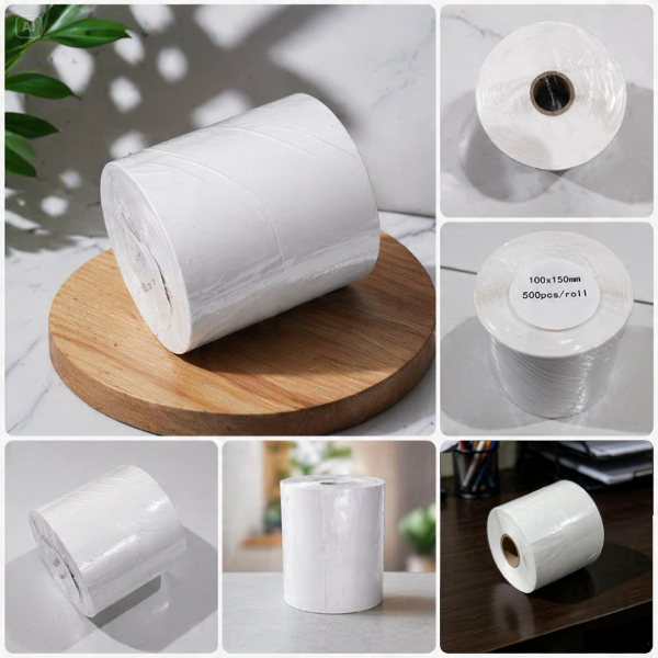 Kertas Thermal Label Barcode Resi AWB 100x150mm 1 Roll 500 Label untuk Printer Thermal