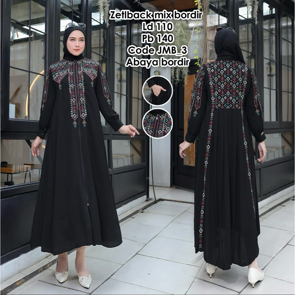 Gamis jetblack mix bordir