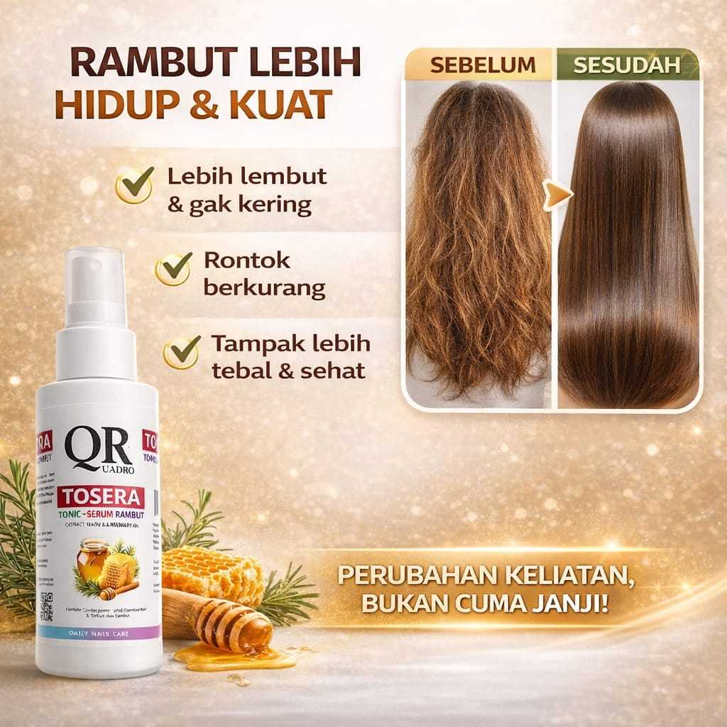 Quadro Tosera (Tonic + Serum Rambut) Extract Ginseng + Pro Vit B