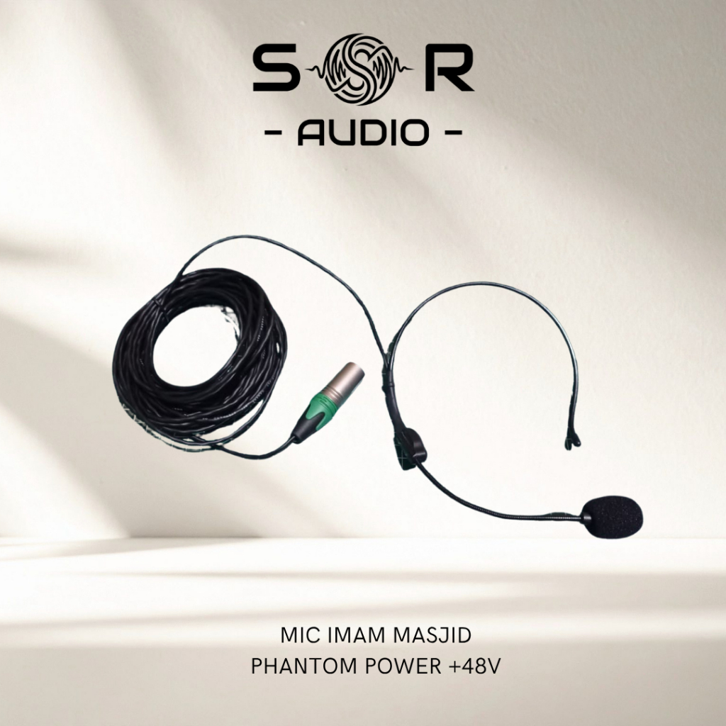 Mic Imam Masjid Bando Phantom Power +48V - Mic Imam Masjid Kabel Head Panjang Jack Canon XLR Tanpa B