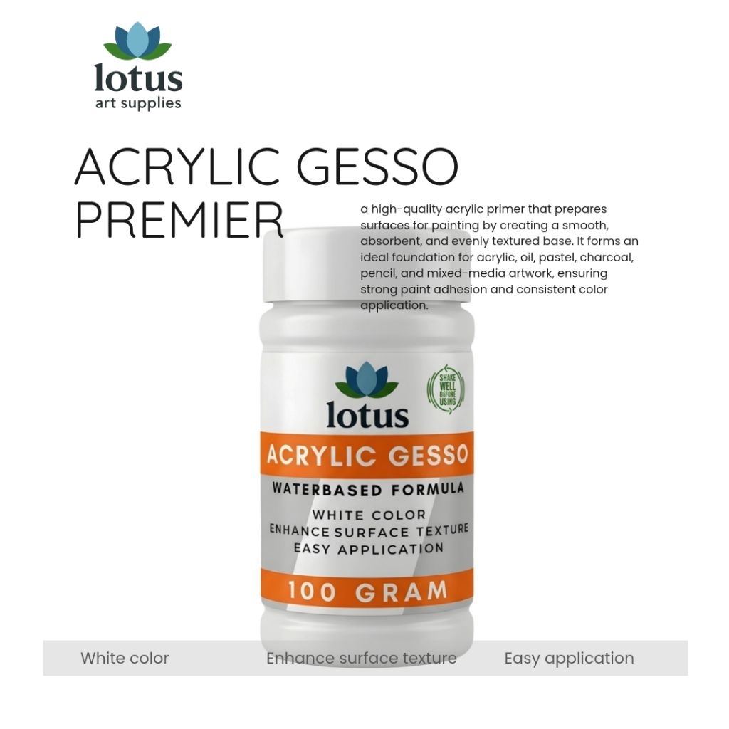 Lotus Acrylic Gesso Primer 100 gr white paint cat primer putih