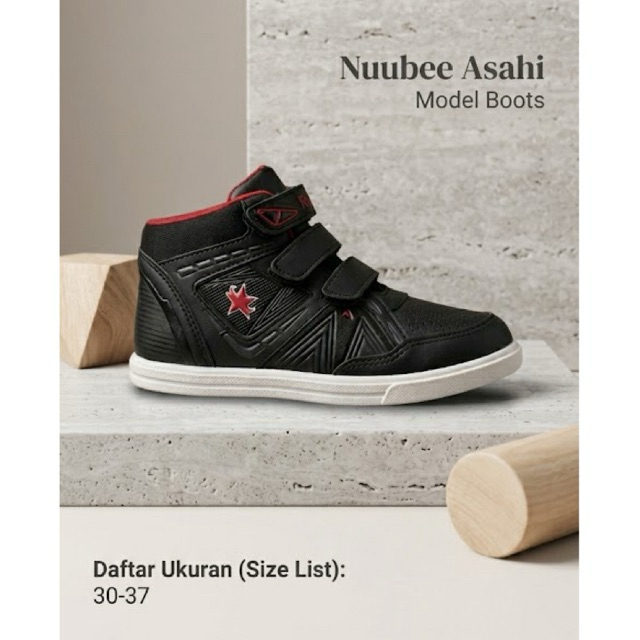 Sepatu Nuubee Asahi Model Sepatu Boots Sepatu Sekolah Sepatu Anak Boots Sepatu Hitam Sepatu Sol Puti