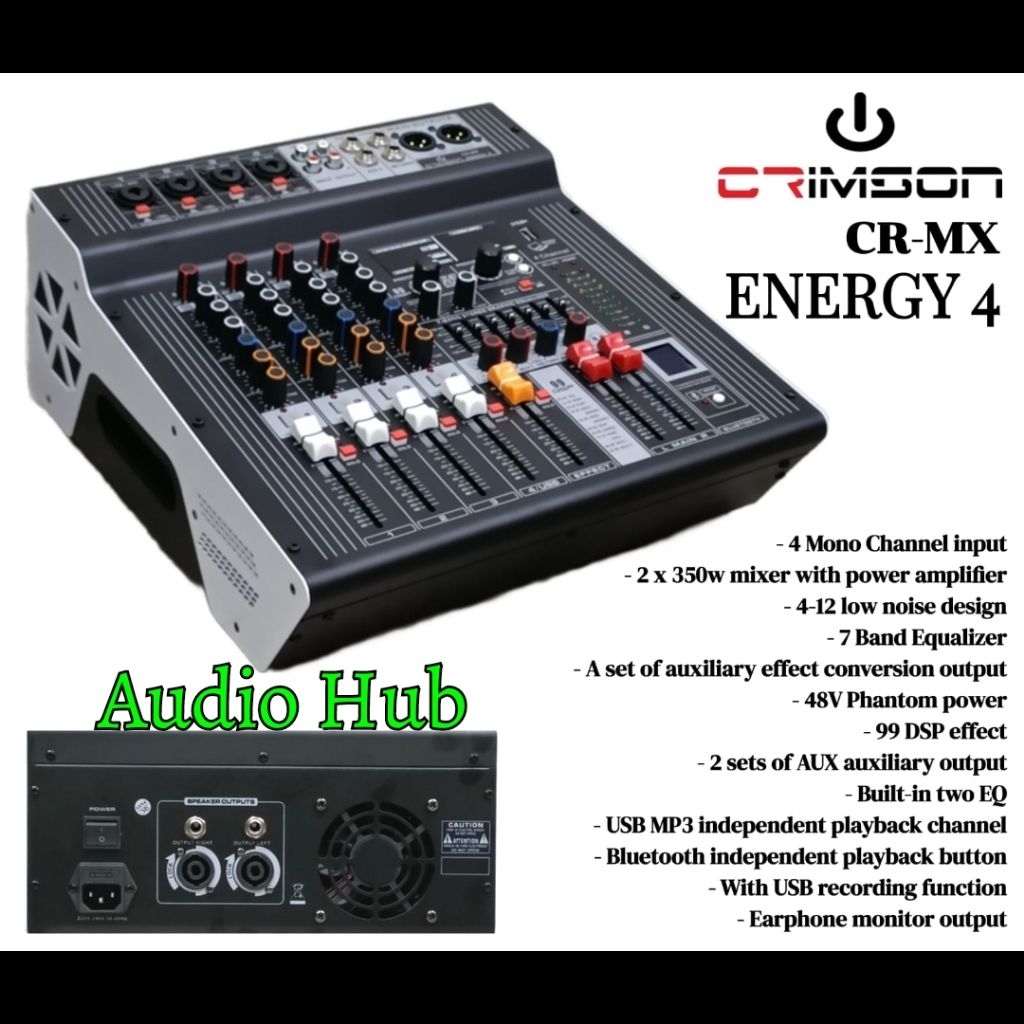 Power Mixer Crimson CR MX Energy 4 CR MX Energy4 Original 4 Channel Usb Bluetooth