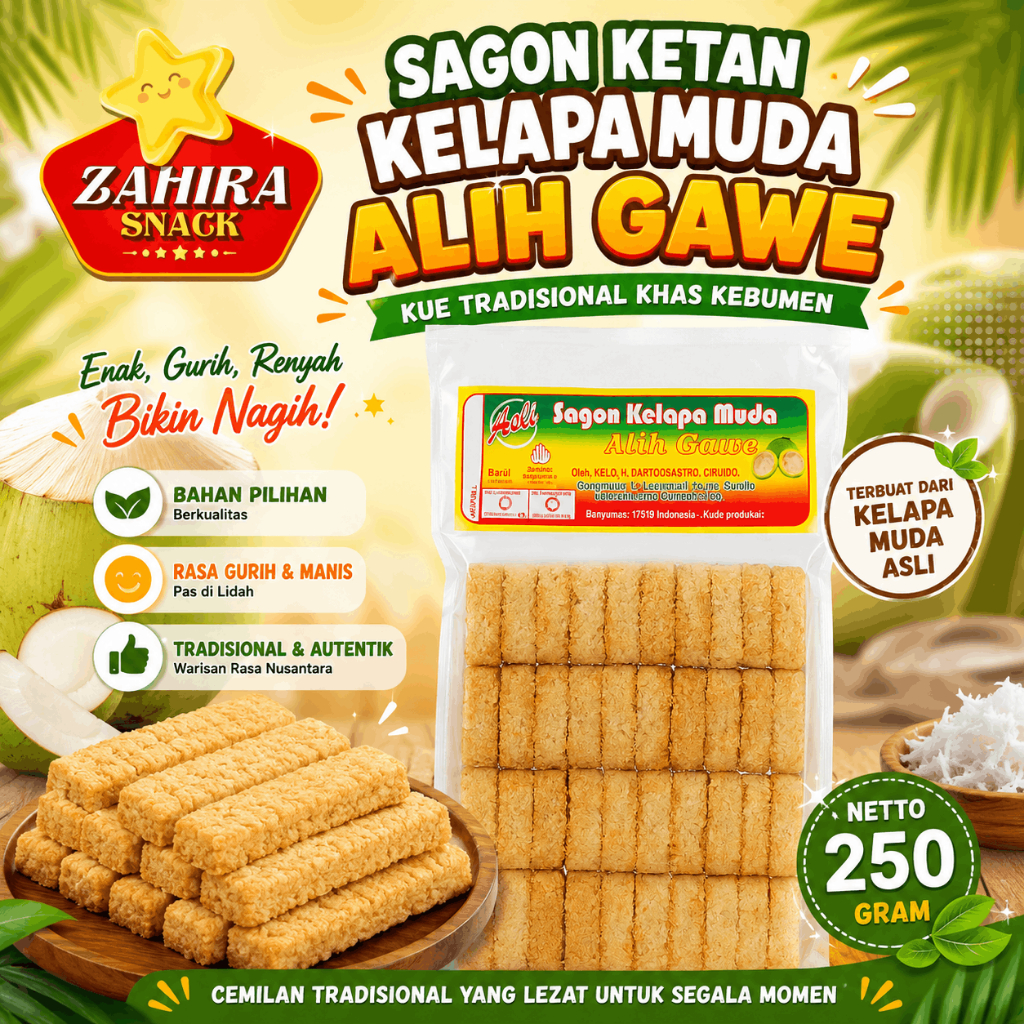 Kue Sagon Kelapa Muda Bakar Oleh-oleh Hidangan Lebaran Jadul 250gram