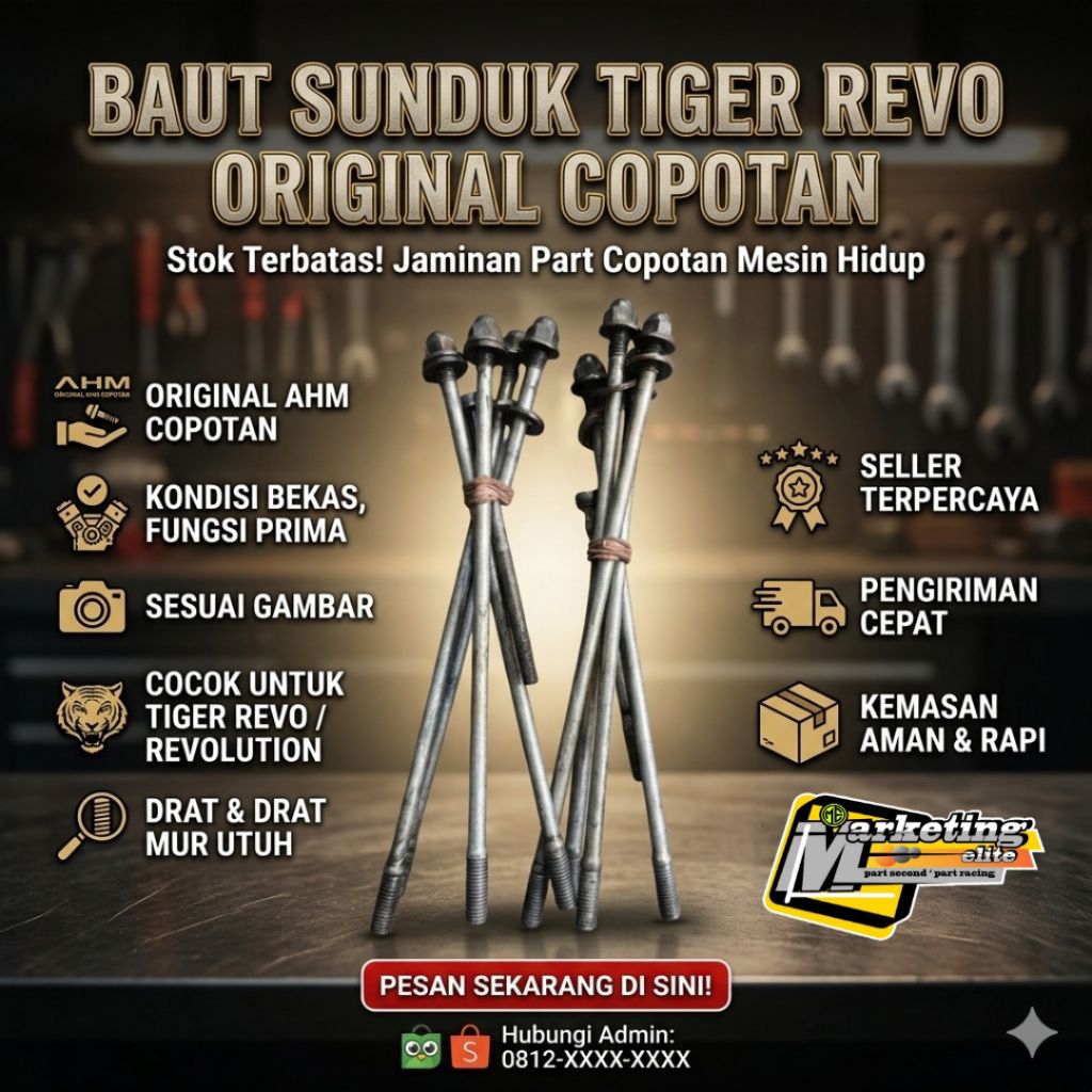 Baut sunduk  Tiger lama Tilam Tiger Revo ORIGINAL copotan set baut L Blok