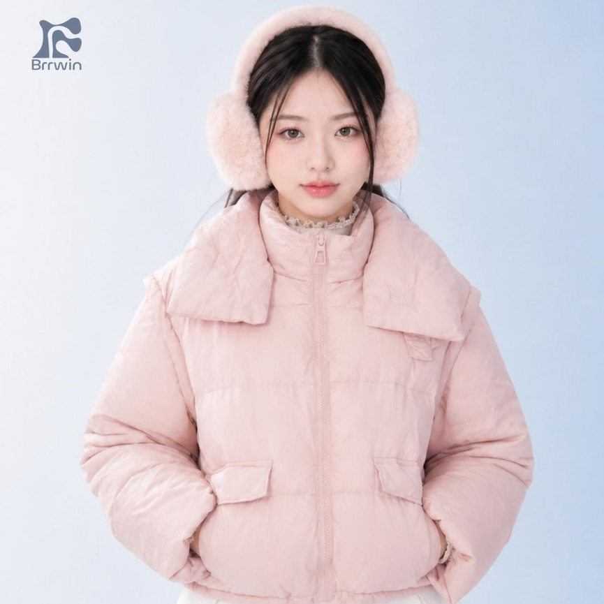 Brrwin Rosa Cropped Puffer 90% White Duck Down Jaket Winter Wanita Cropped Puffer Jacket Korean Styl