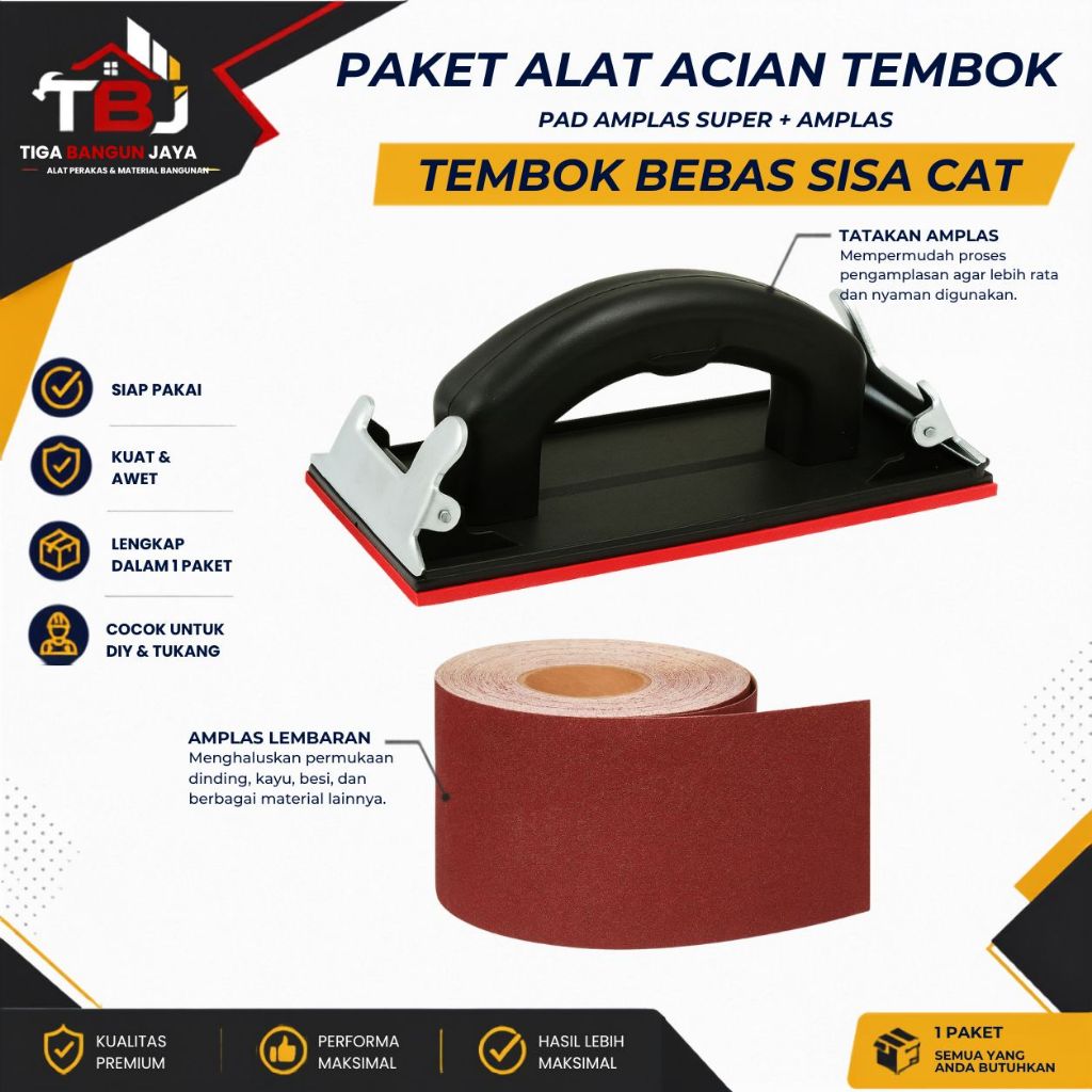 Pegangan Amplas Pad Amplas Tangan Tatakan Gagang Amplas Lembaran Klip Penjepit