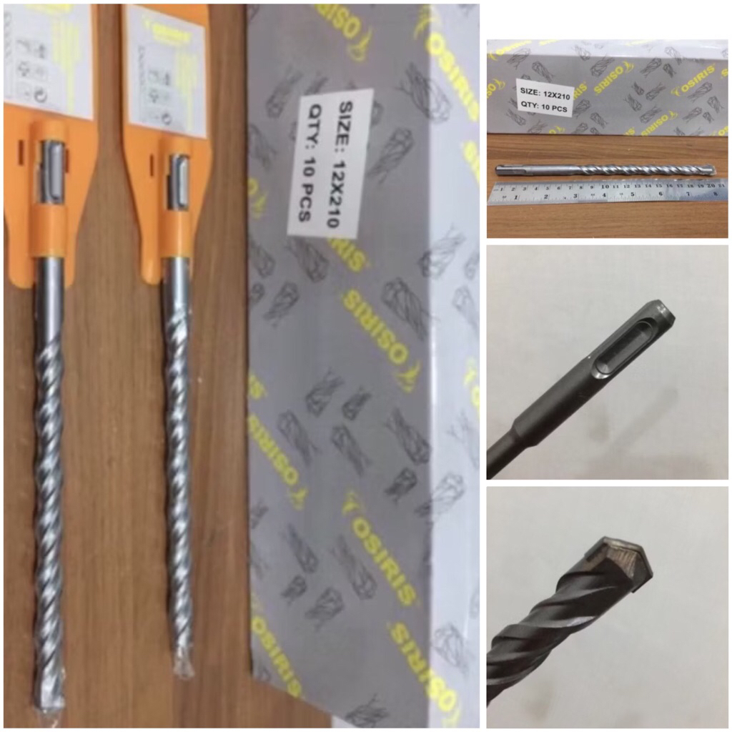 OSIRIS 12x210 Mata bor beton colok 12mm x 21cm sds plus tembok dinding hammer drill 12 mili concrete