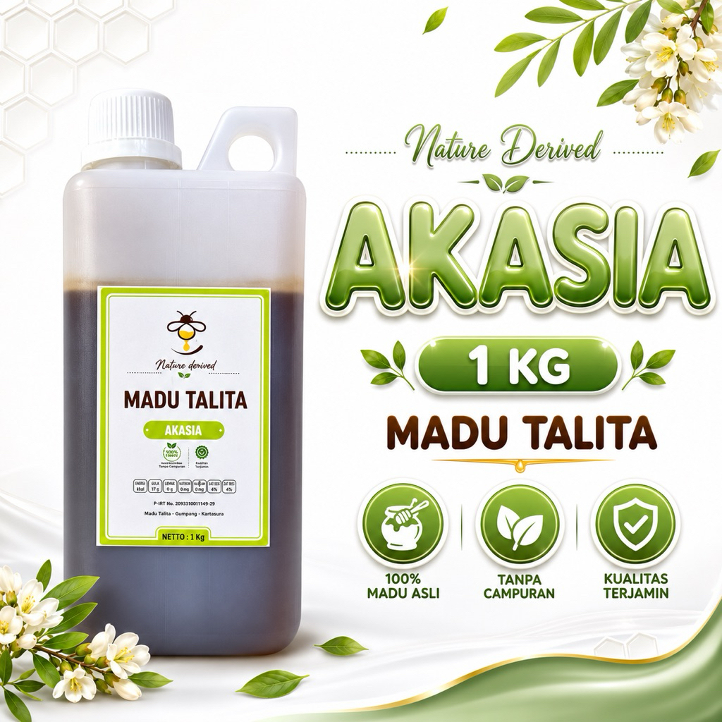 (STIKER BARU) Madu Talita Akasia 1kg Madu Murni Asli Raw Honey