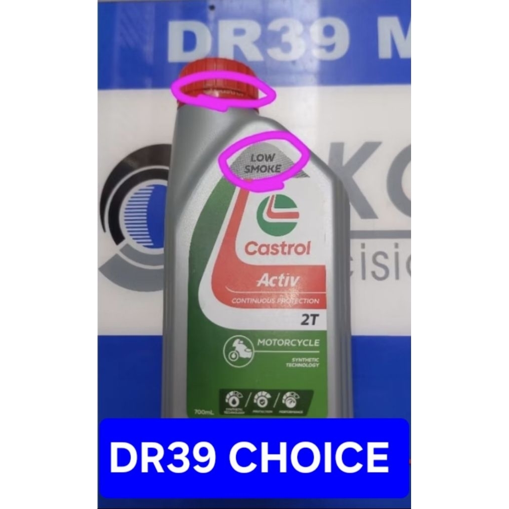 OLI SAMPING CASTROL 2T LOW SMOKE ASLI ORIGINAL 100% REPUTASI DR39 CHOICE
