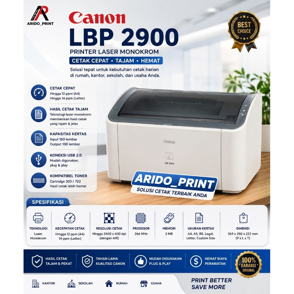 Printer Canon LBP 2900 Printer toner laser monochrome printer laserjet Printer Hitam Putih