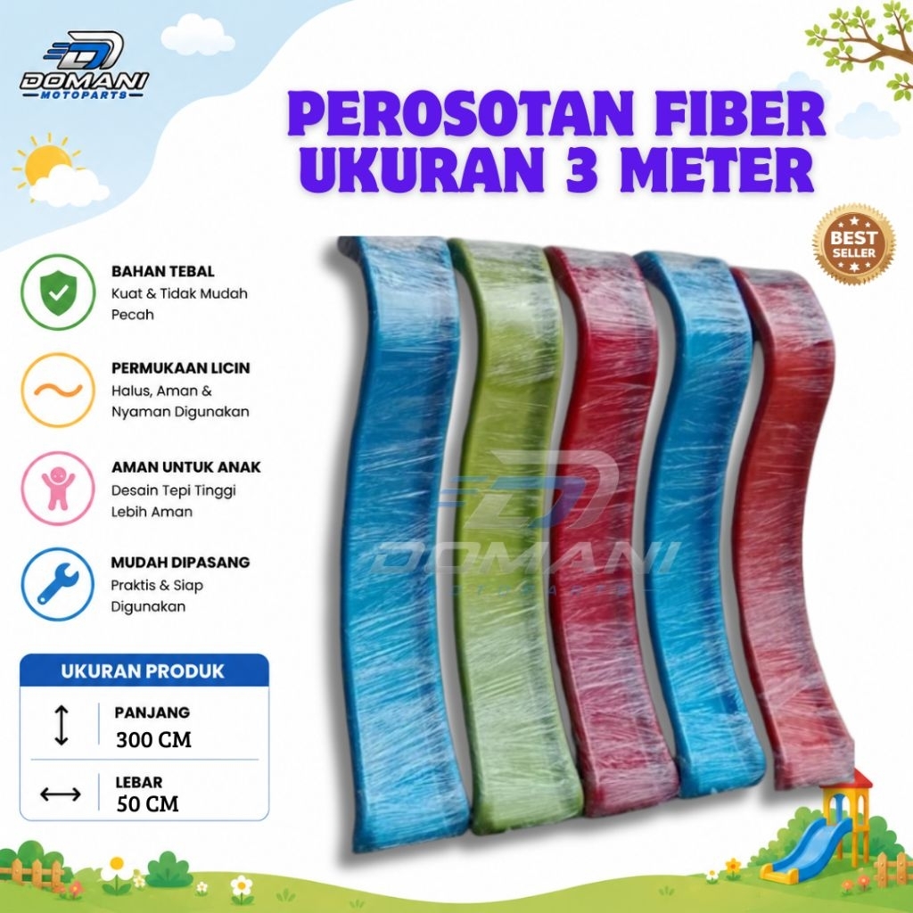 Perosotan Anak Fiberglass Perosotan Taman Bermain 3 Meter Tebal Kuat Berkualitas | Perosotan Playgro