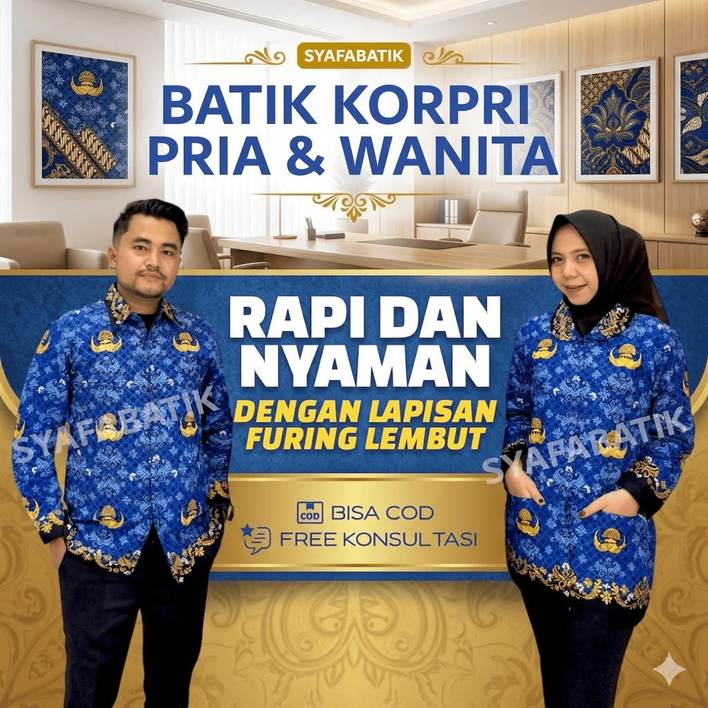 Baju KORPRI Pria Wanita Katun C40s Premium Adem Jahitan Rapi Seragam ASN PNS PPPK Lapis Furing