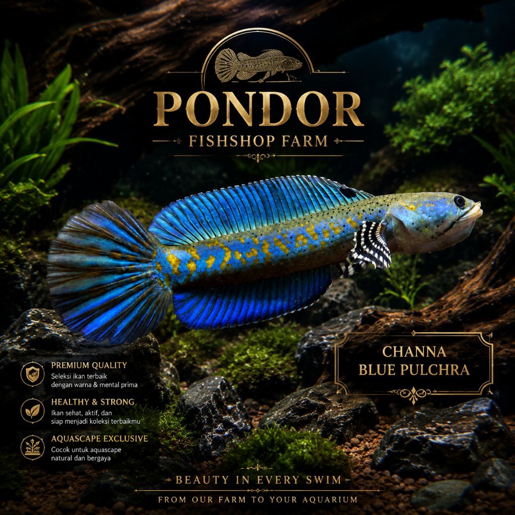 Channa Blue Pulchra Full Pelet | Ikan Gabus Hias Predator Blue Pulchra Aktif Sehat
