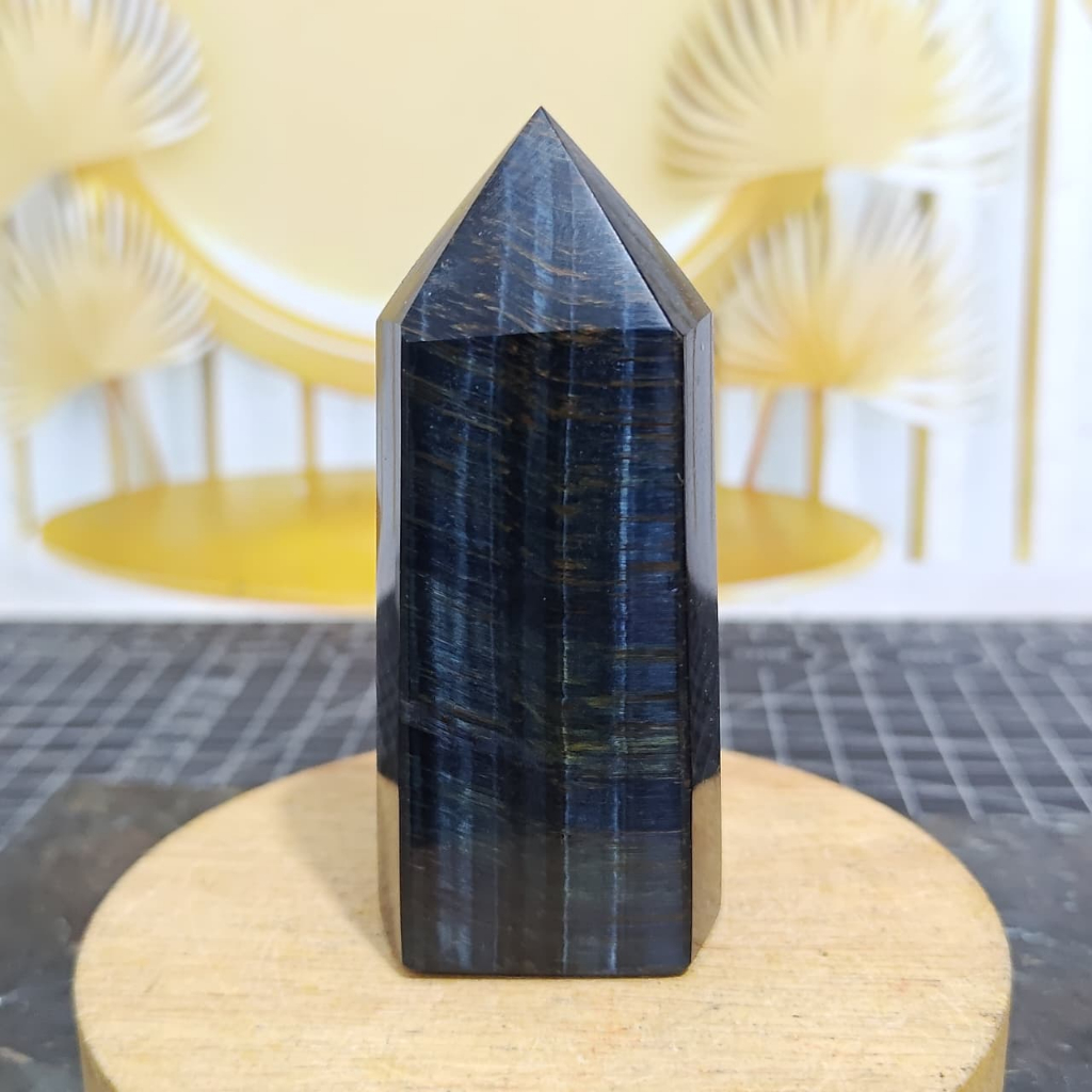 Natural Tower Blue Tiger Eye Pointer  (1) Asli Batu Alam