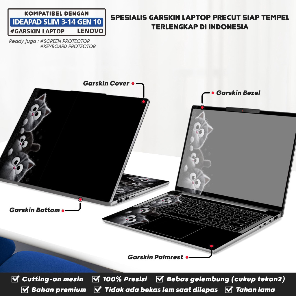 Precut Garskin Sticker Laptop Skin Perfect Fit Kompatibel dengan Lenovo IdeaPad Slim 3 3i-14 14ARP10