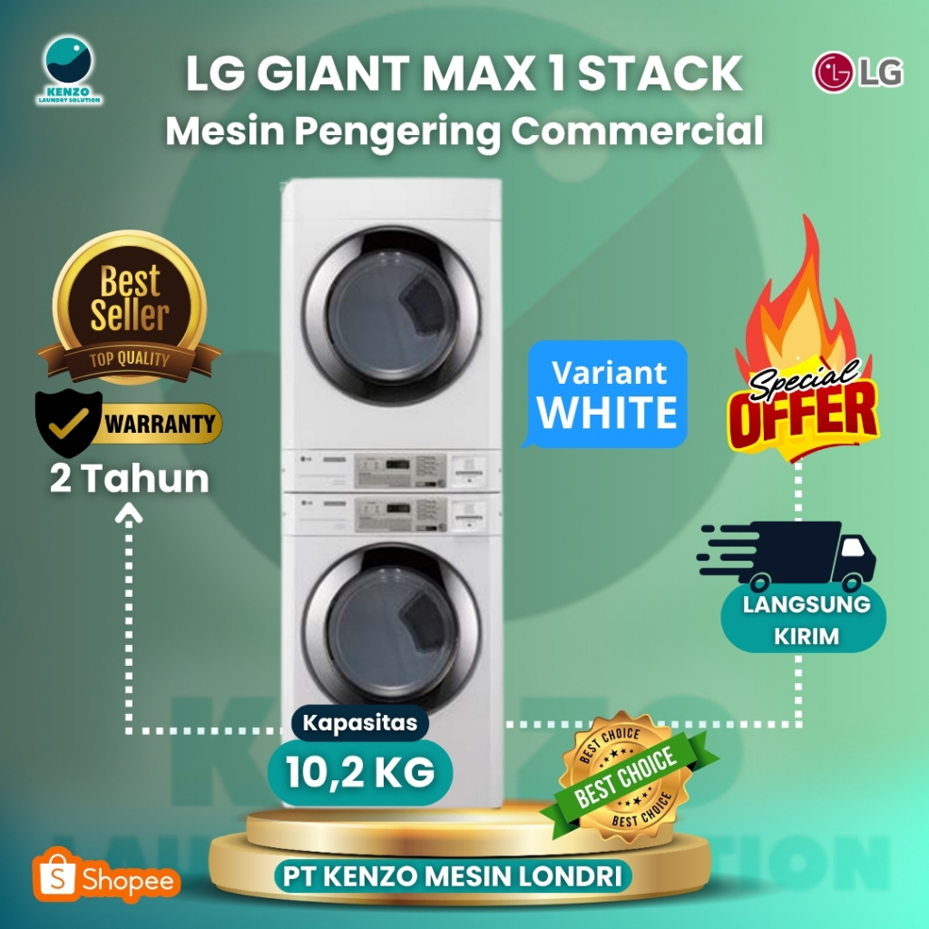 Stack LG Giant Max Washer dan Dryer Commercial (white)