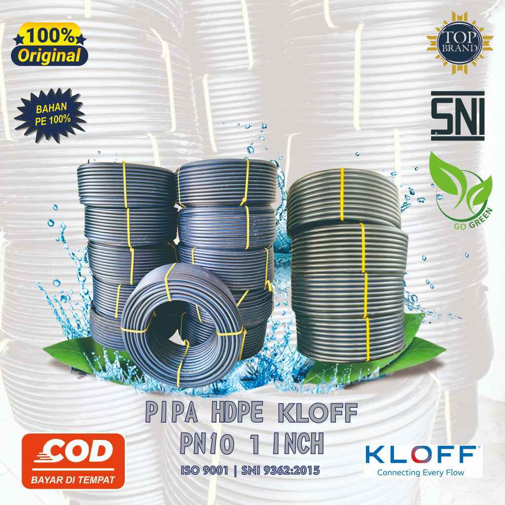Pipa HDPE / Selang Hitam / Air / 1 Inch PN 10 KLOFF - 100 Meter