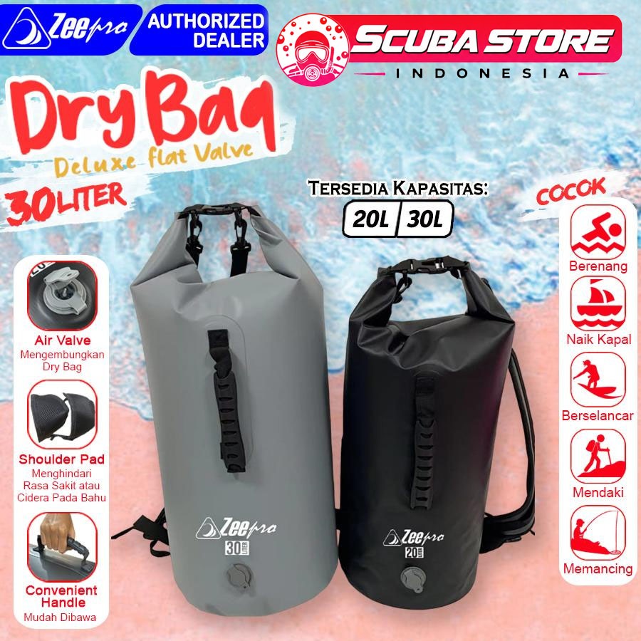 Dry Bag Zeepro Deluxe 30 Liter 30L Tas Pelampung Ransel Selempang Anti Air Selam Waterproof Scuba Di