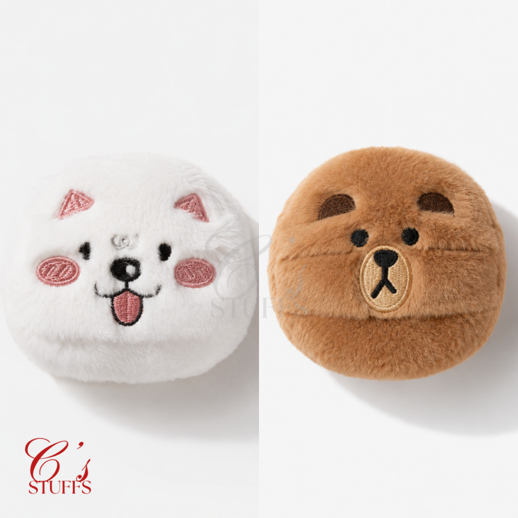 Korean Bear & Samoyed Puppy Fluffy Powder Puff | Cute Make Up Cushion