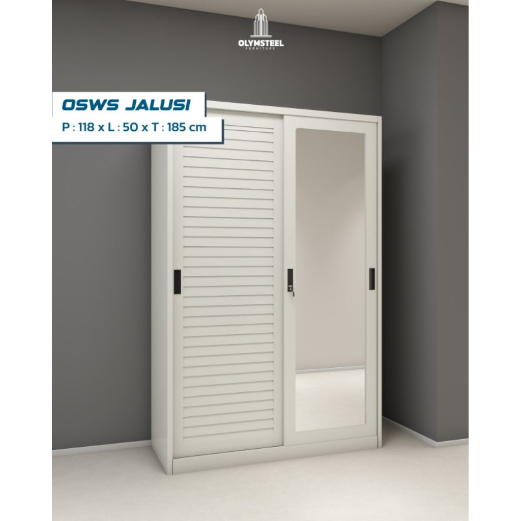 Lemari Pakaian Besi 2 Pintu Sliding OLYMSTEEL OSWS JALUSI