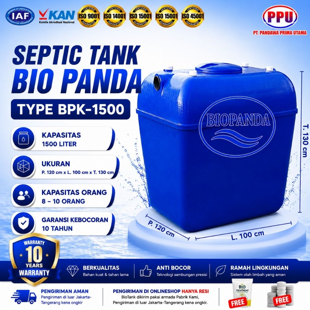 Septictank bio 1500 liter , Bio panda type BPK 1500 ,Biotechnology,Biofilterasi