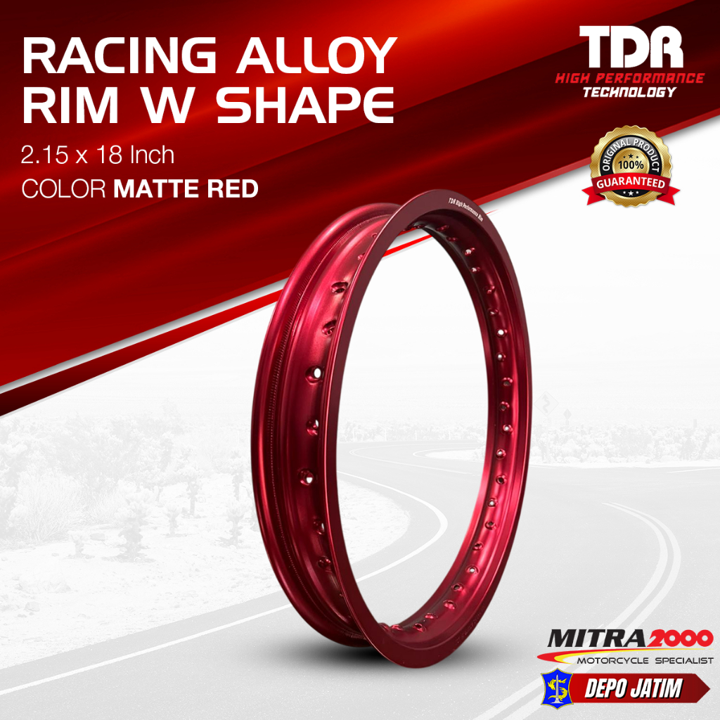 Velg / Rims TDR Alloy W Shape 2.15 x18 Black (36 Holes) Black, Blue, Red