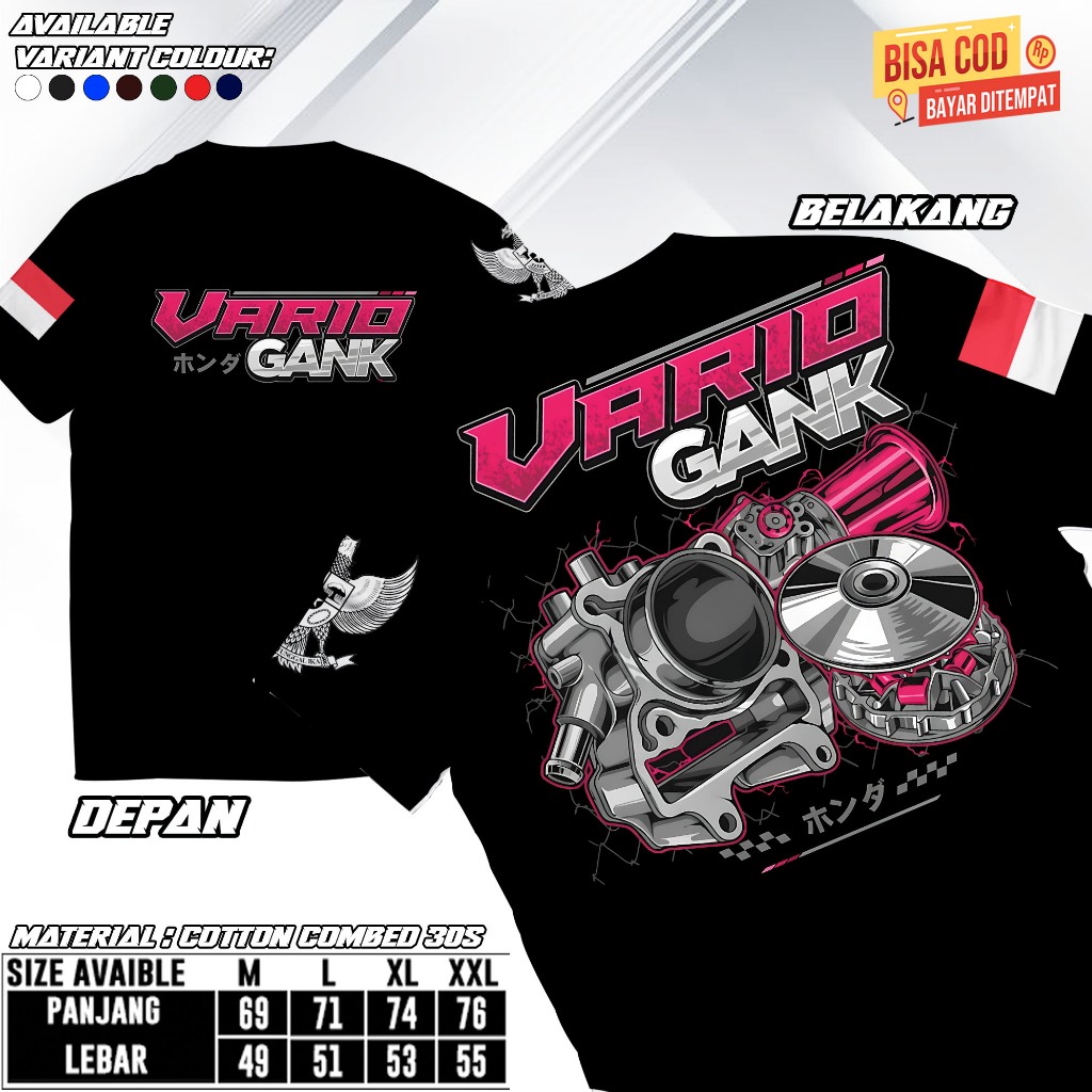 Baju Kaos Pria Matic Vario 110 150 160 Gank Murah Keren Bahan Halus