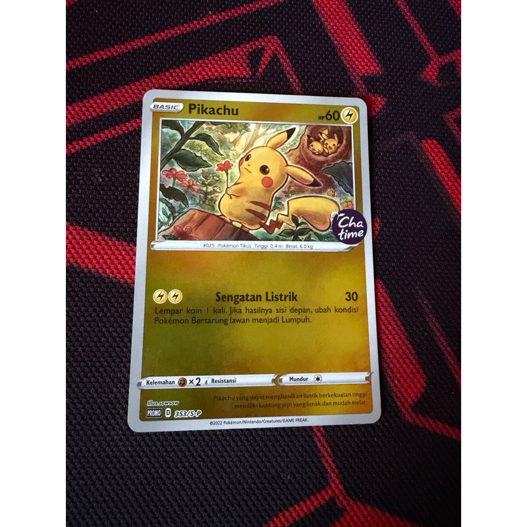 Pikachu Promo Chatime 353/S-P Pokemon TCG INDONESIA Pikachu Chatime (Baca deskripsi)t