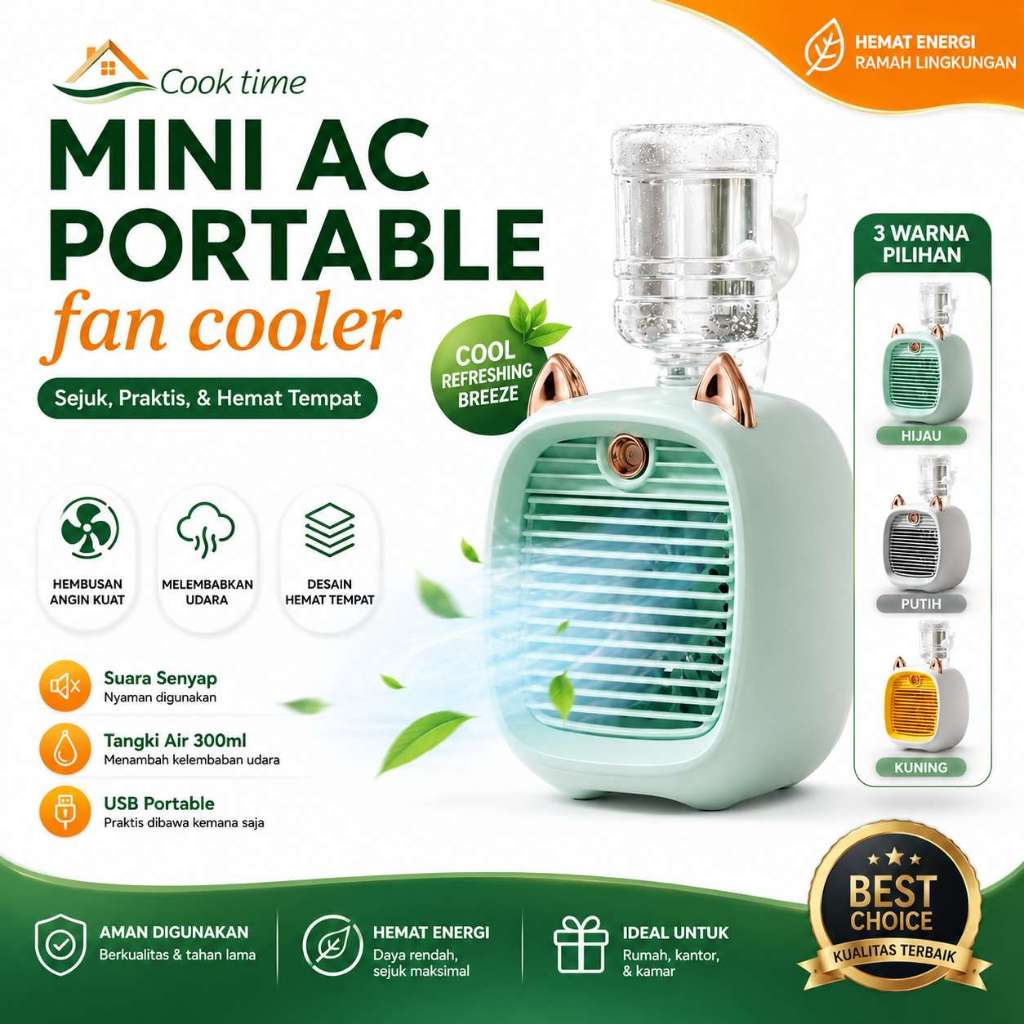 (CT)Kipas  AC Portable Air Cooler/ AC Mini /USB Air Cooler Mini AC Portable AC Energy Fan