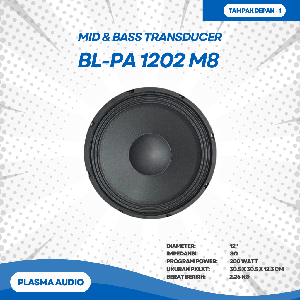AUDAX - Speaker 12" Bell BL-PA 1202 M8 Mid & Bass Transducer