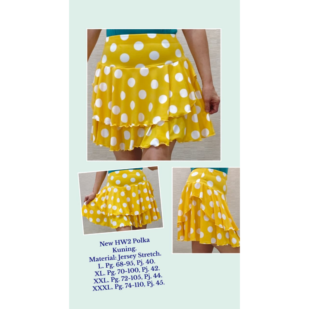 Rok Celana Line Dance HW2 Polkadot Kuning / Rok Dansa / Rok Dance / Rok Line Dance