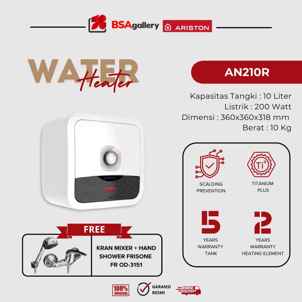 [BSA Gallery] WATER HEATER ARISTON LISTRIK 10 LITER AN 10 R 200 WATT ID ORIGINAL FREE KERAN & SHOWER