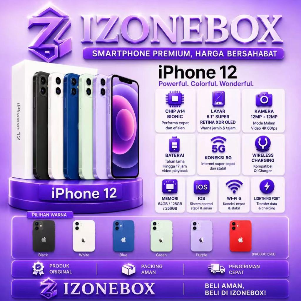 IP 12  Second inter 64GB/128GB Original Bergaransi