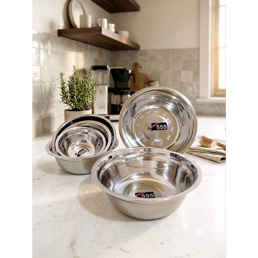 MANGKOK STAINLESS STEEL 555 / MANGKOK SAYUR / MANGKOK SERBAGUNA STAINLESS STEEL TEBAL