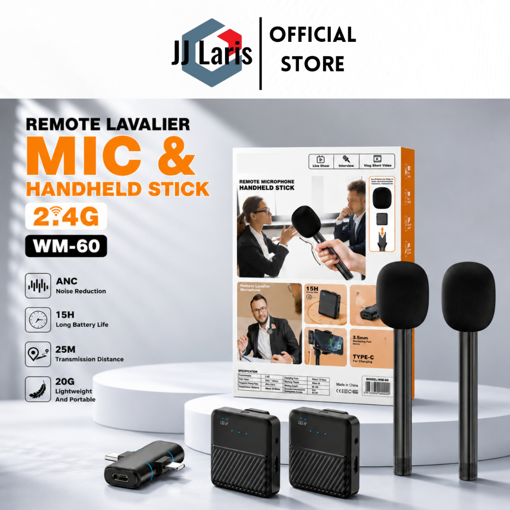 Mic Wireless Microphone Lavalier Mic 2.4G Handheld Mic HP iPhone Android Kamera Vlog Live Streaming 