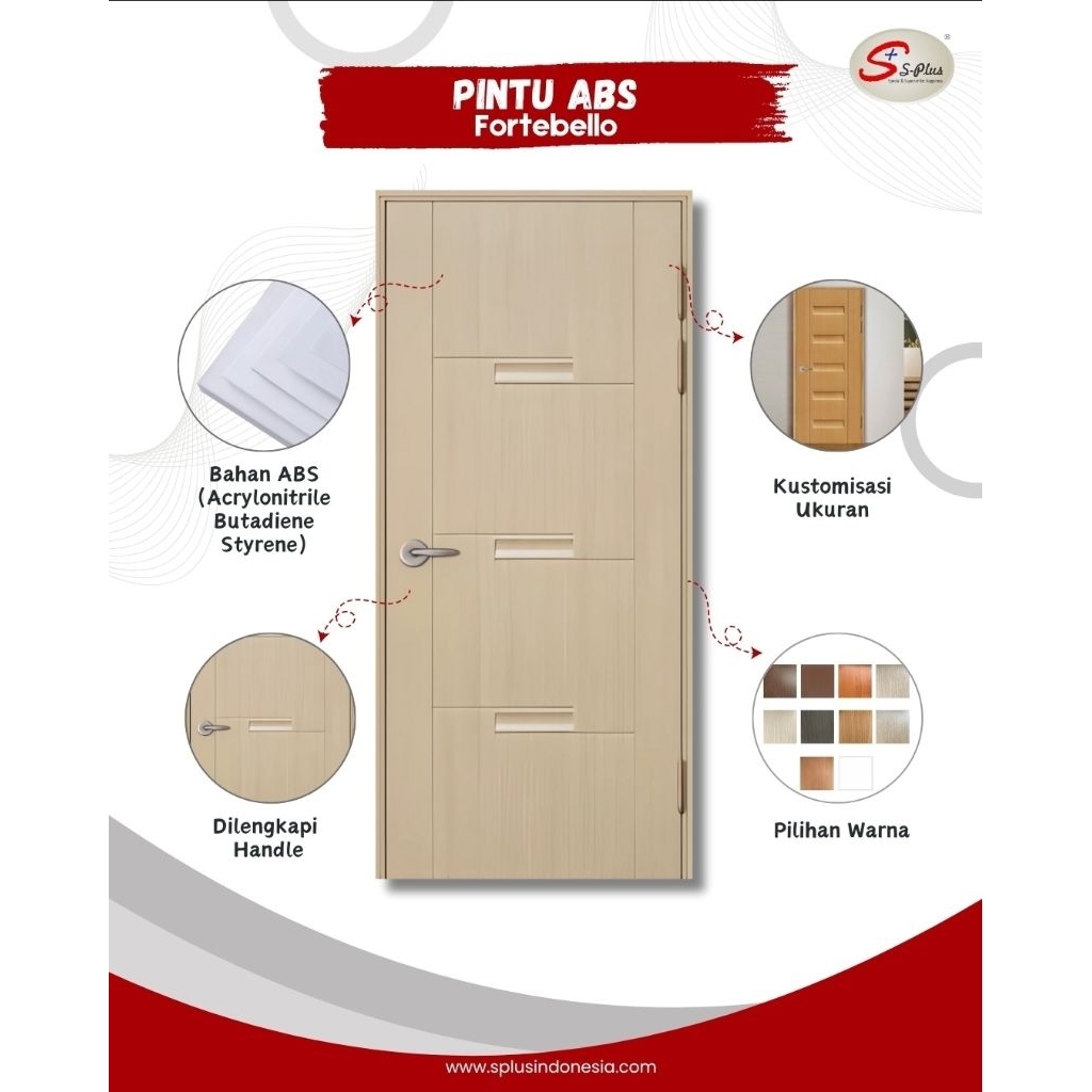 Pintu ABS S-plus motif Fortebello G warna 80 size 950x2100