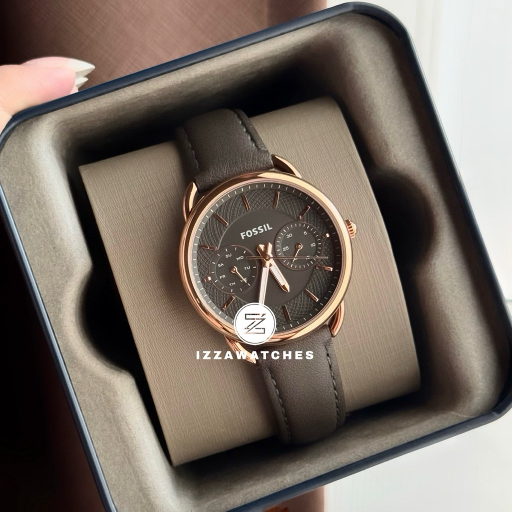 Jam Tangan Wanita ES3913 Chronograph Grey Leather Strap