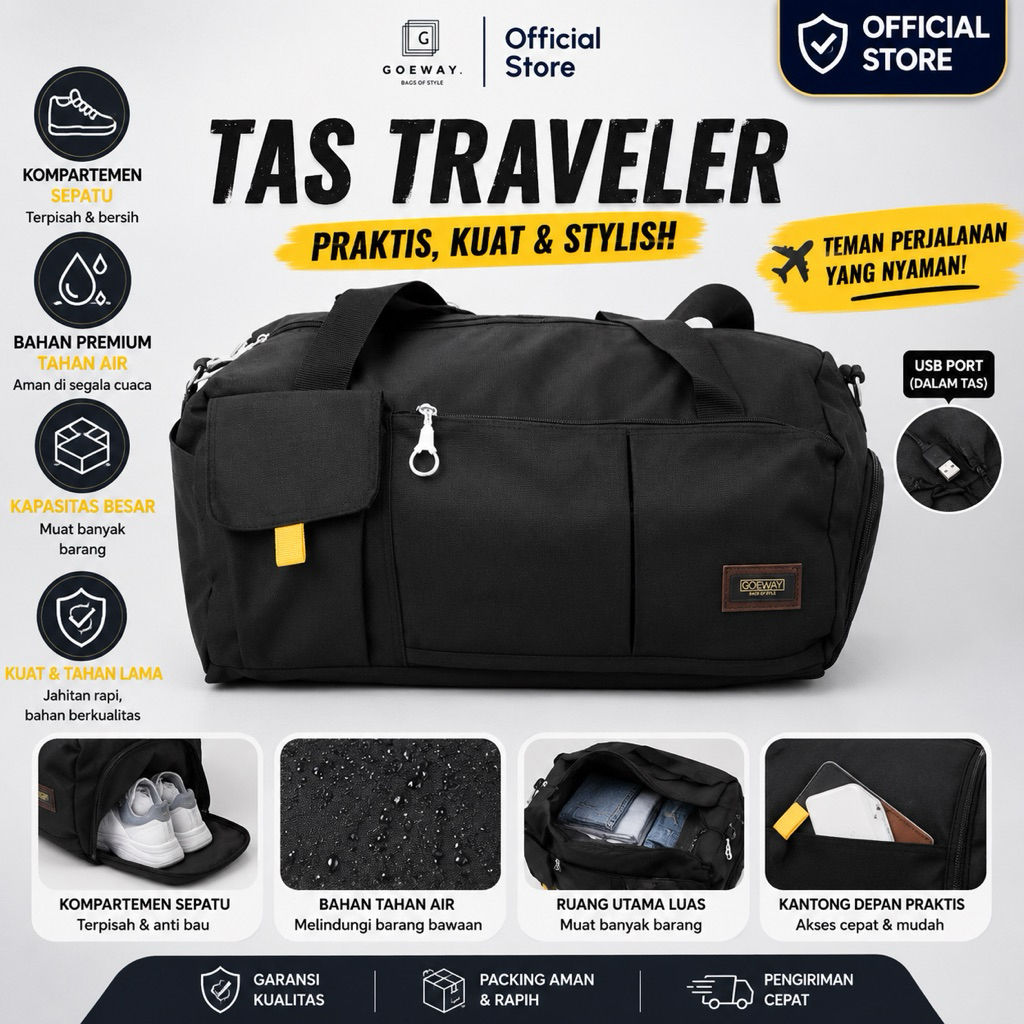 GOEWAY Travel Bag MODULAR Tas Traveler Pria | Tas Traveler Wanita | Tas Gym Pria | Tas Gym Wanita