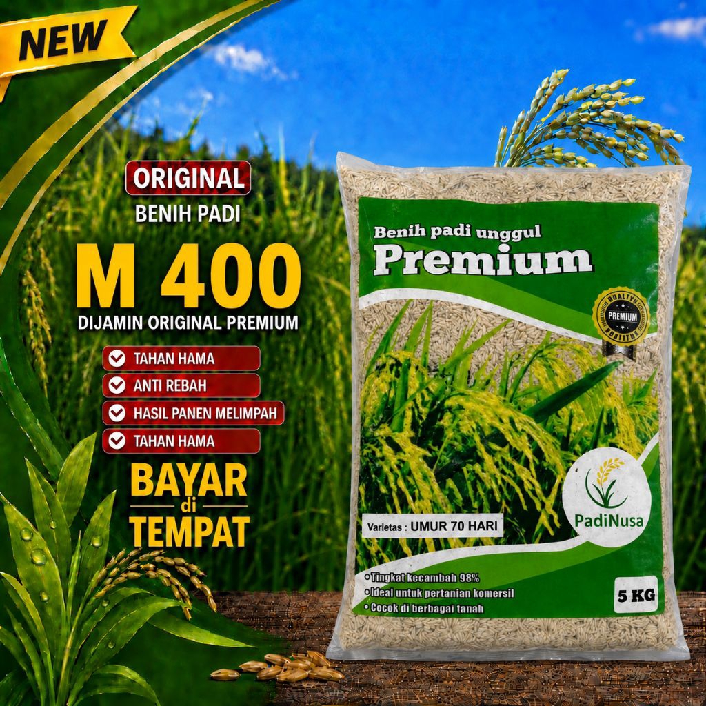 PadiNusa Benih Padi Unggul Berkualitas M 400 5KG Tahan Hama Anti Rebah Hasil Panen Melimpah Original