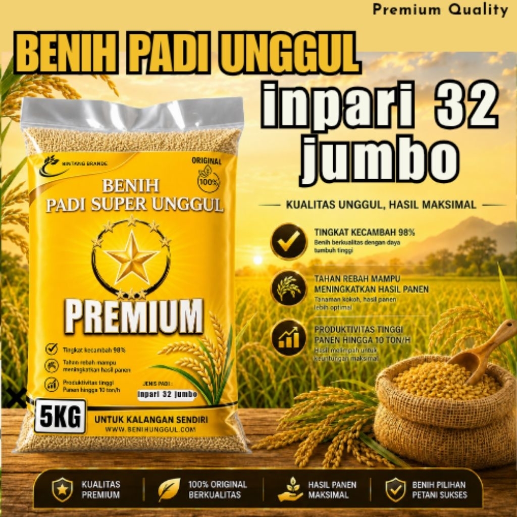Benih Padi Unggul Inpari 32 Jumbo Kemasan 5kg Premium