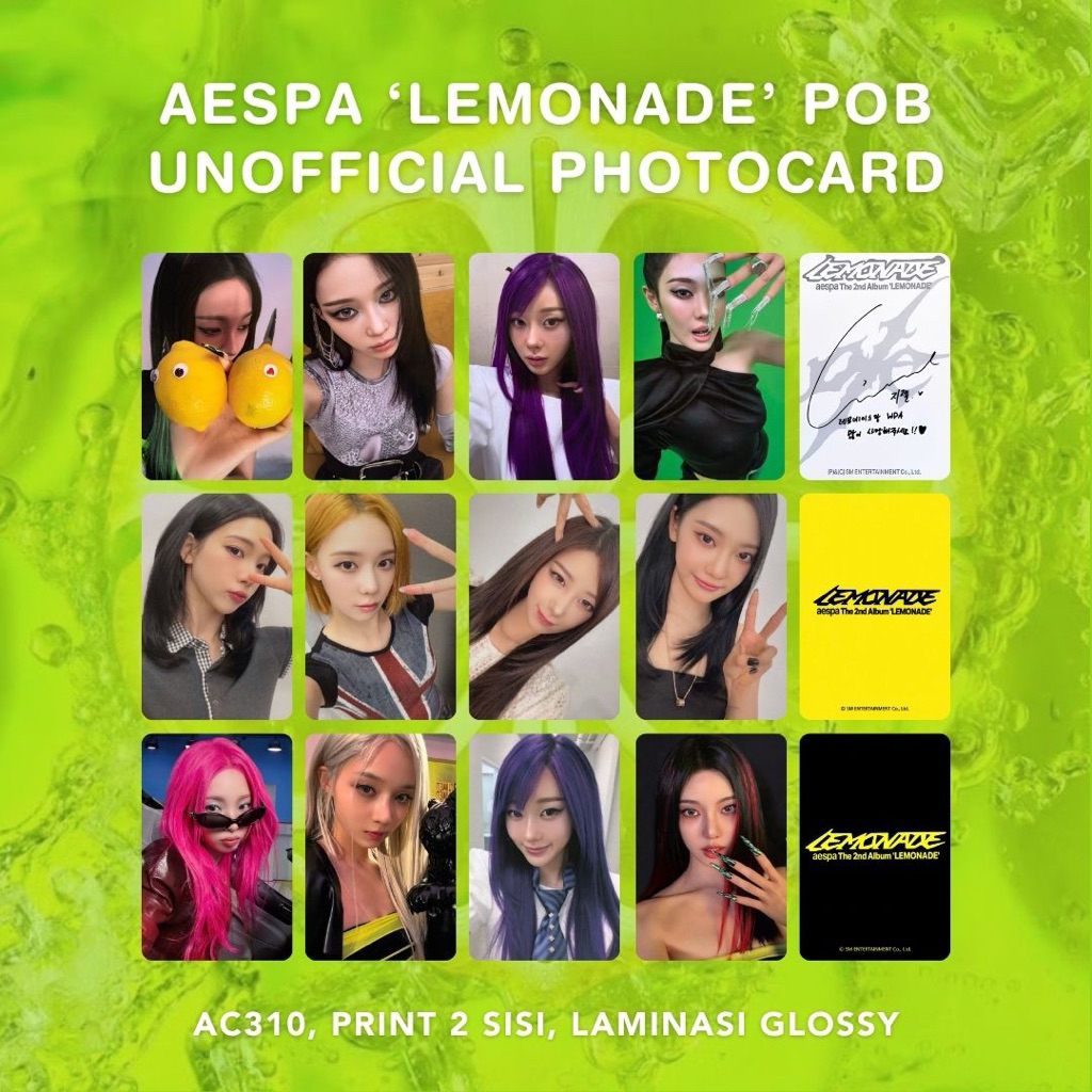 POB AESPA ‘LEMONADE’ Unofficial Photocard Karina Winter Giselle Ningning Acid Mutant Lemonade POS CA