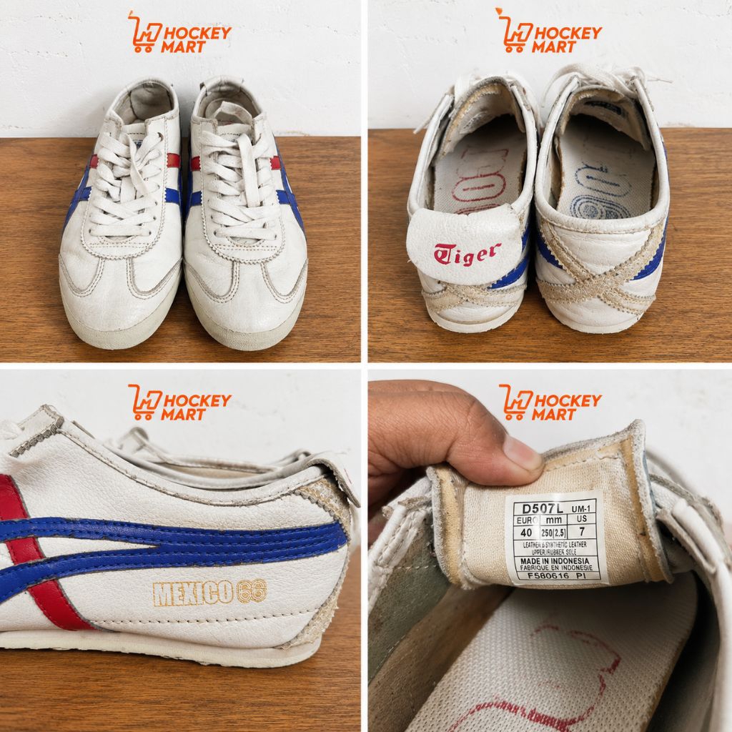 Onitsuka Tiger Mexico 66 Size 40 EU White Blue Red Sepatu Sneakers Bekas Kondisi Baik
