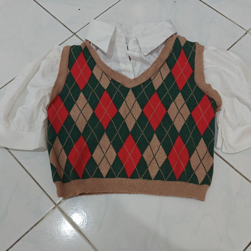 kemeja rompi rajut premium kotak crop top preloved atasan wanita blus wanita remaja