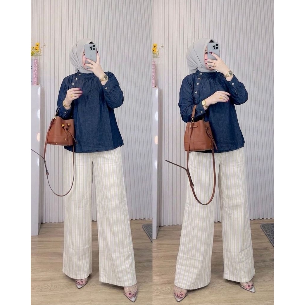 Mahira Set Jeans/Oneset Jeans Bordir  Wanita/Setelan Celana Levis Bordir Ory Halis Fashion