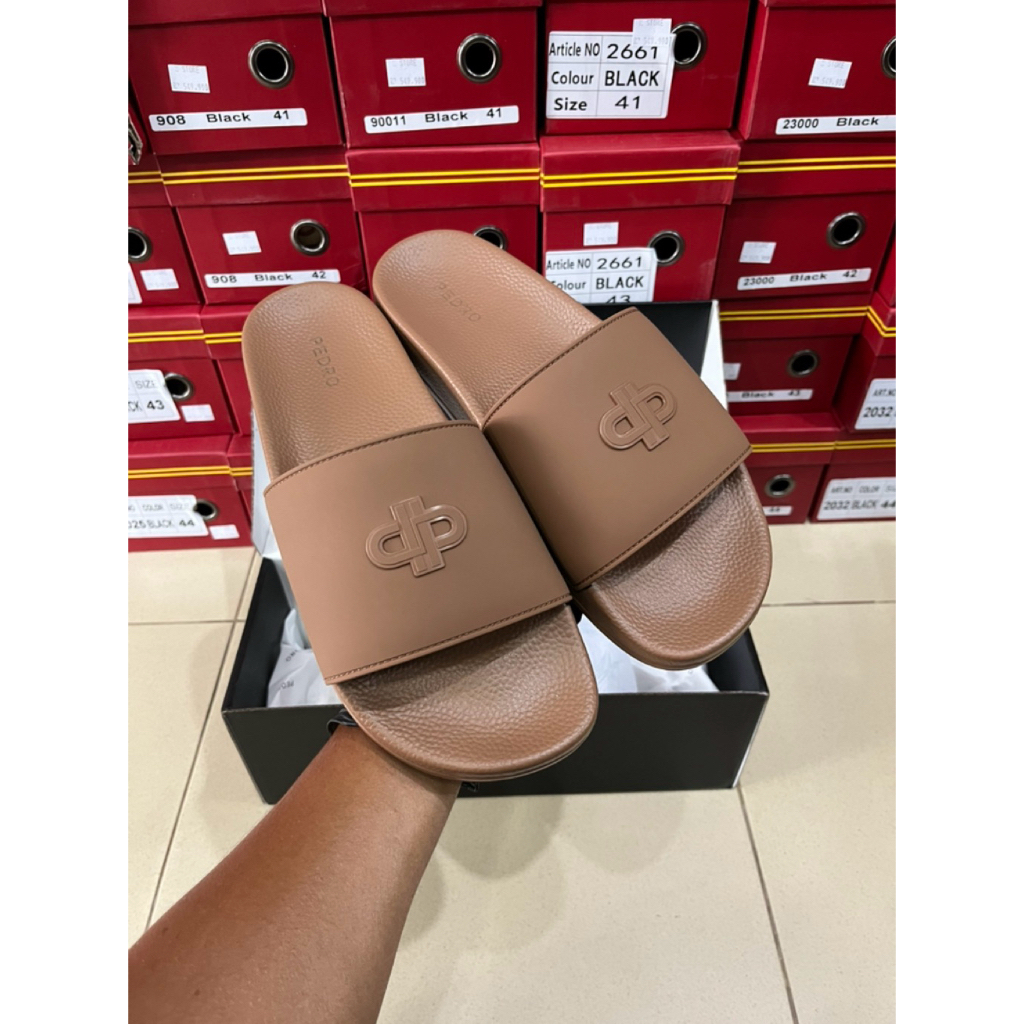 Sandal Slide Pedro Karet - Cognac