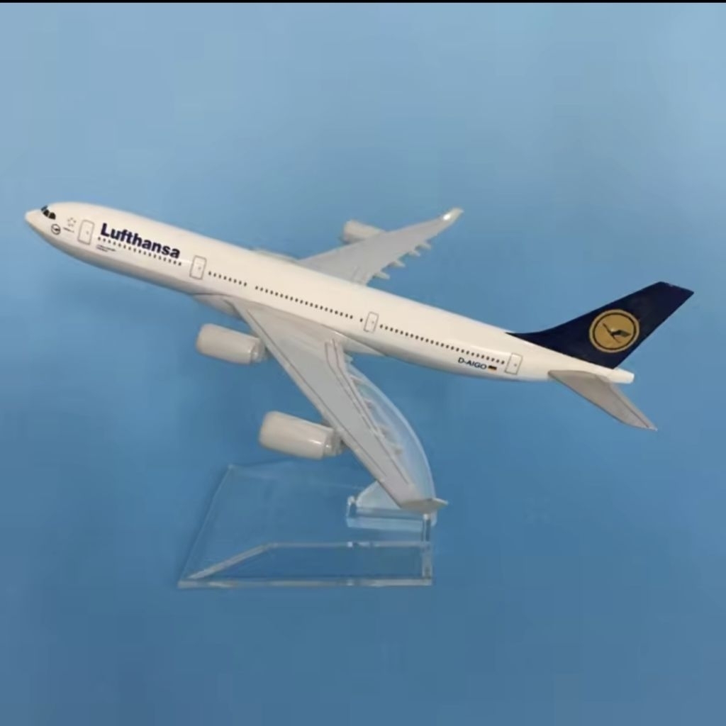 16CM LUFTHANSA A340 / 340 MINIATUR PESAWAT DIECAST BESI METAL PAJANGAN DISPLAY
